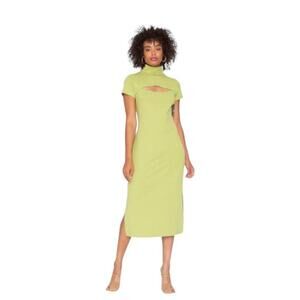 NEW REVOLVE x Callahan Knitwear Womens Green Cut Out Short Sleeve Midi Dress Sm
